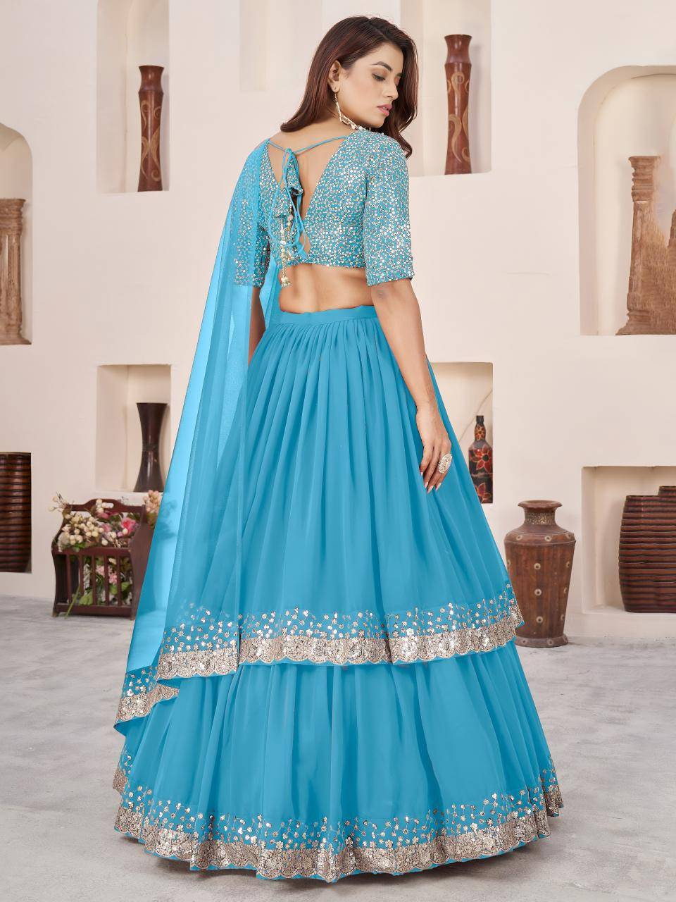 Anchal vol 2 Georgette Sky Blue Designer lehenga choli wholesale